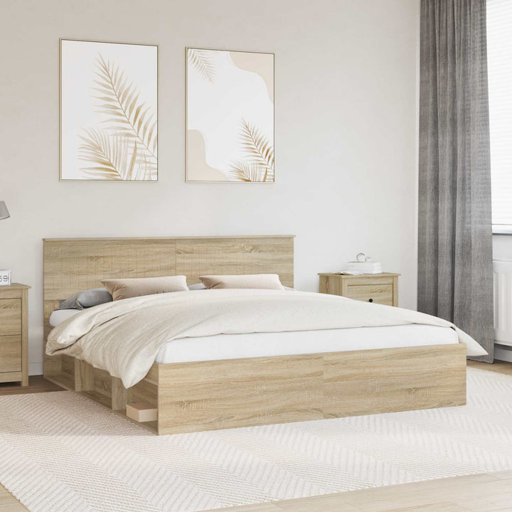 Sengestel med hovedgærde Sonoma 180 x 200 cm Massiv fyrretræ