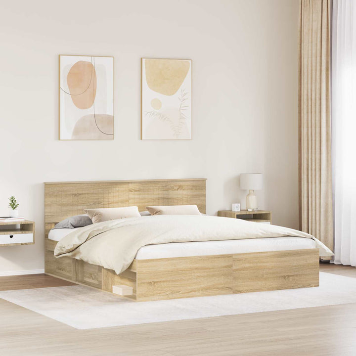 Sengestel med hovedgærde Sonoma 180 x 200 cm Massiv fyrretræ