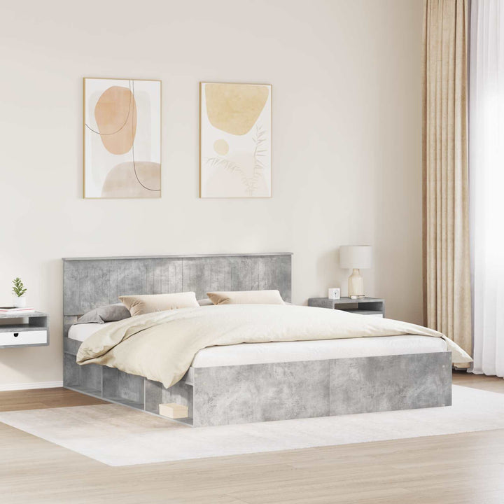 Sengestel med hovedgærde Beton 180 x 200 cm Massiv fyrretræ