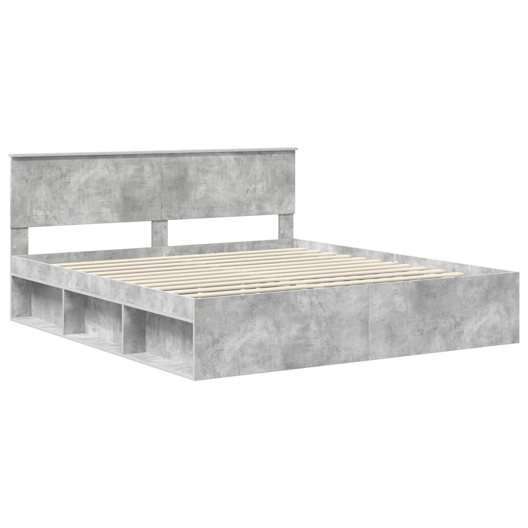 Sengestel med hovedgærde Beton 180 x 200 cm Massiv fyrretræ