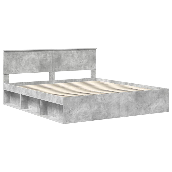 Sengestel med hovedgærde Beton 180 x 200 cm Massiv fyrretræ