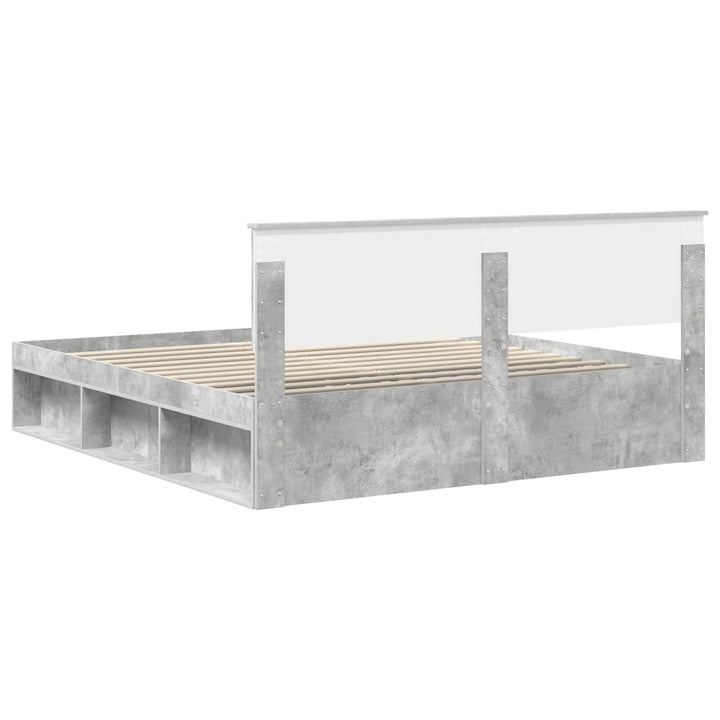 Sengestel med hovedgærde Beton 180 x 200 cm Massiv fyrretræ