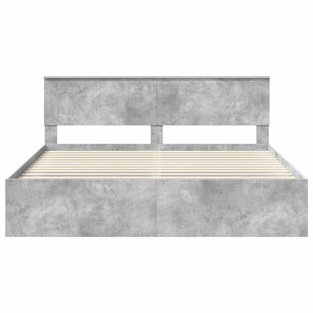 Sengestel med hovedgærde Beton 180 x 200 cm Massiv fyrretræ