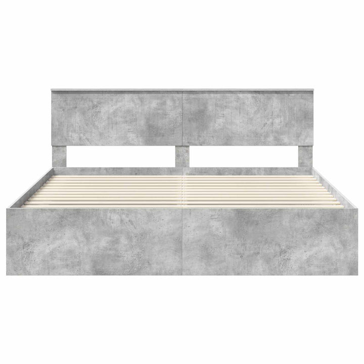 Sengestel med hovedgærde Beton 180 x 200 cm Massiv fyrretræ