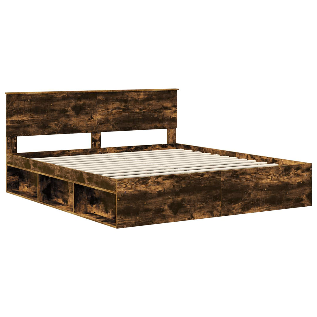 Sengestel med hovedgærde Røget eg 180 x 200 cm Massiv fyrretræ