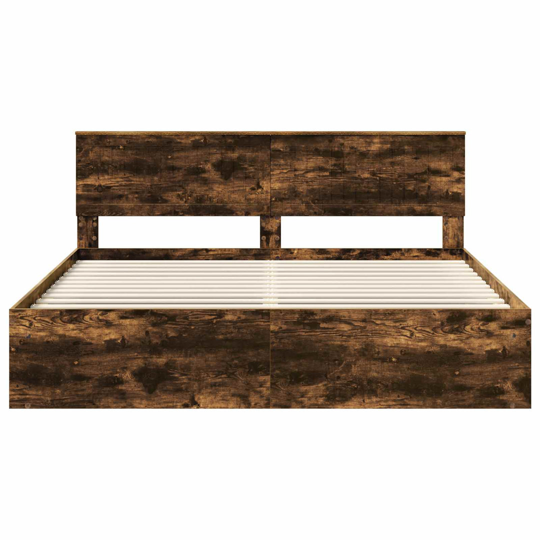 Sengestel med hovedgærde Røget eg 180 x 200 cm Massiv fyrretræ