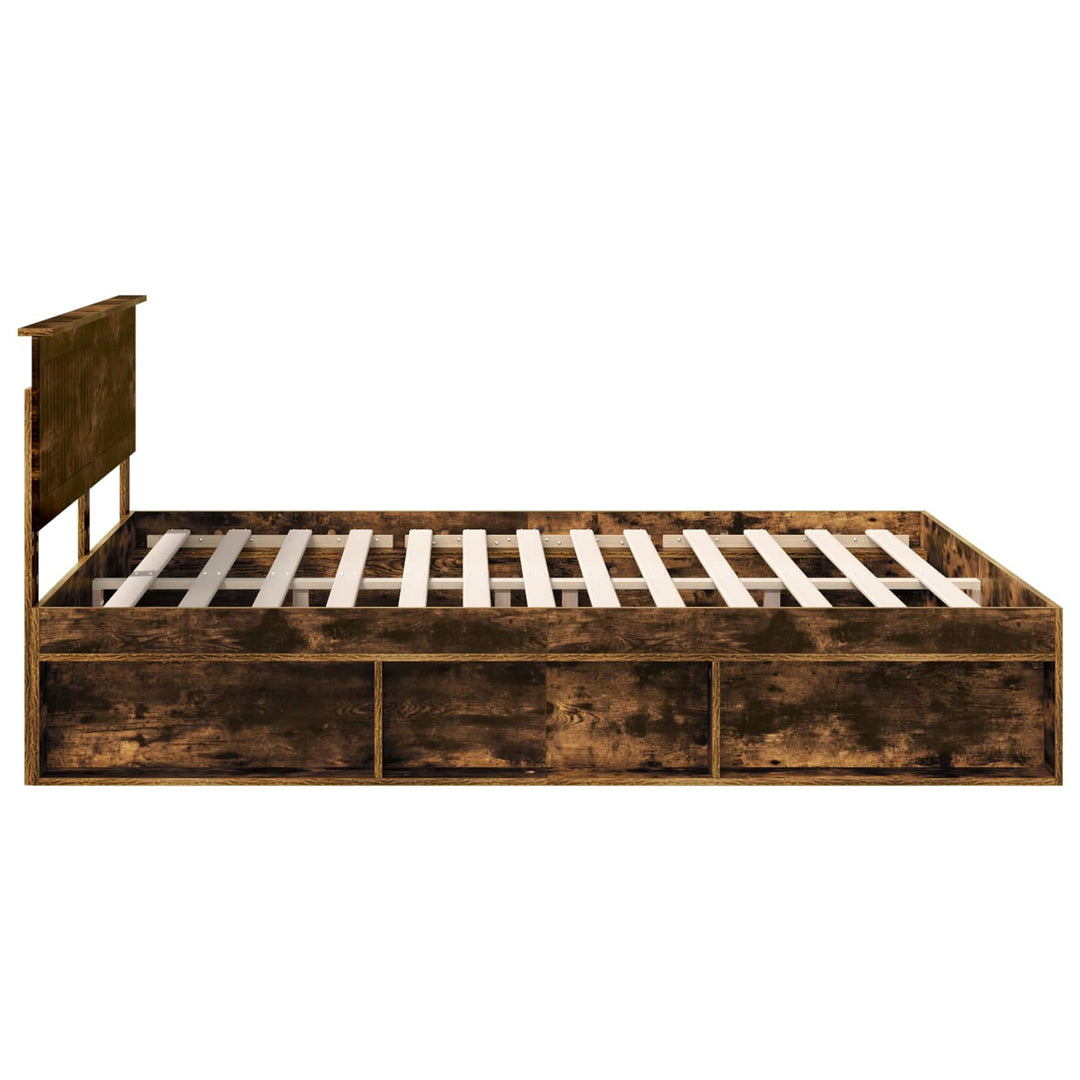 Sengestel med hovedgærde Røget eg 180 x 200 cm Massiv fyrretræ