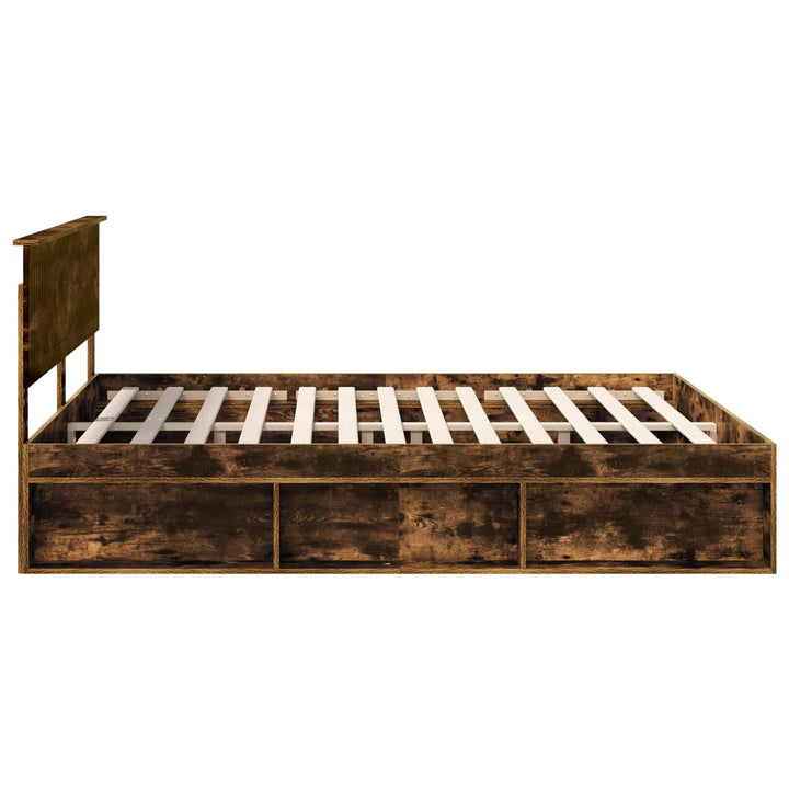 Sengestel med hovedgærde Røget eg 180 x 200 cm Massiv fyrretræ