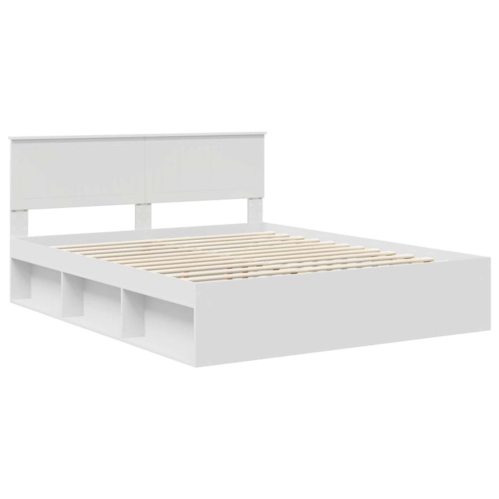 Sengestel med hovedgærde Hvid 160 x 200 cm Massiv fyrretræ