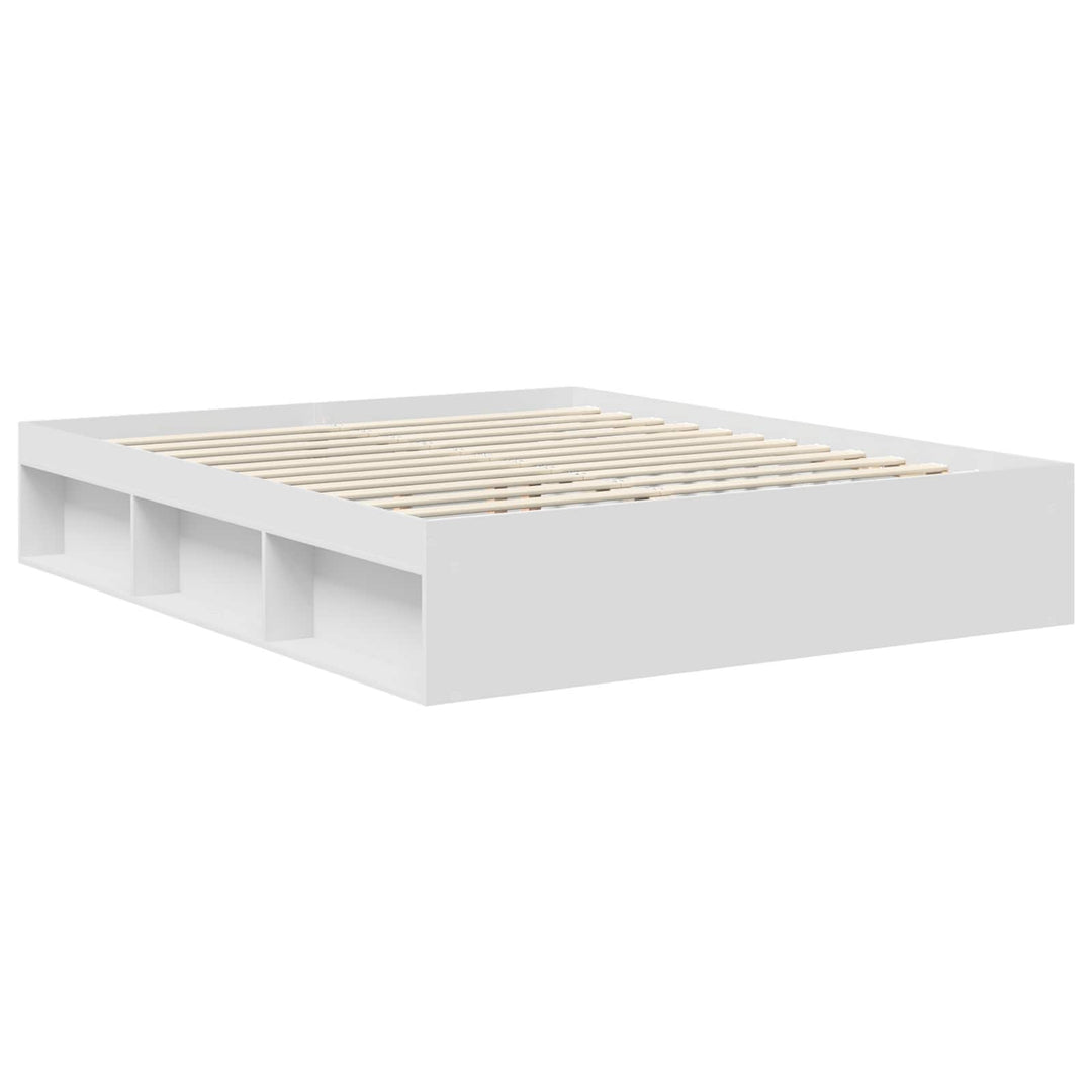 Sengestel med hovedgærde Hvid 160 x 200 cm Massiv fyrretræ