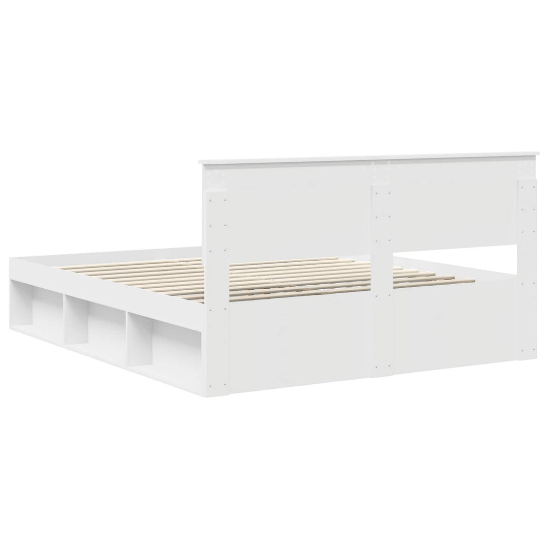 Sengestel med hovedgærde Hvid 160 x 200 cm Massiv fyrretræ