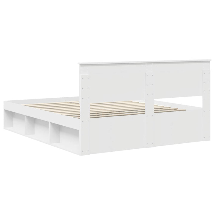 Sengestel med hovedgærde Hvid 160 x 200 cm Massiv fyrretræ