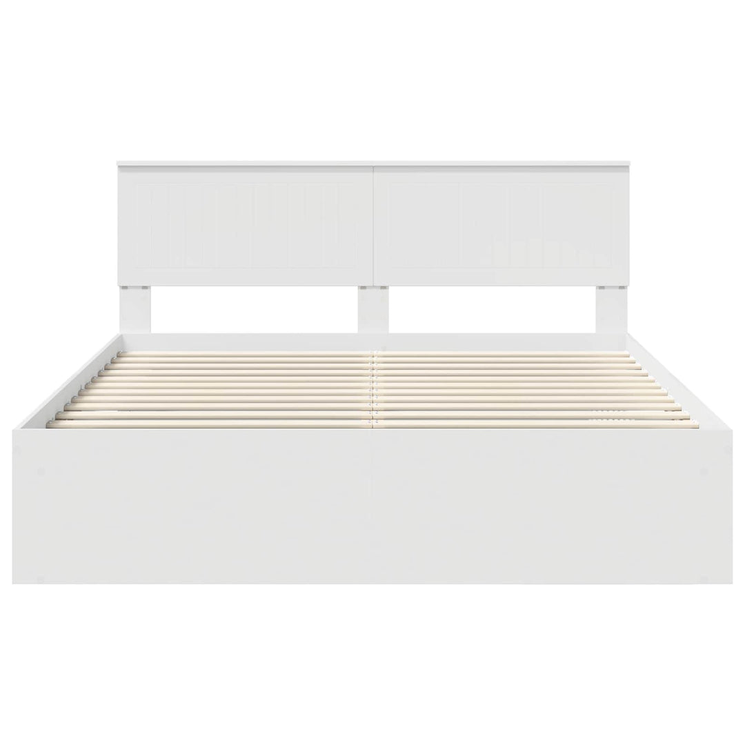 Sengestel med hovedgærde Hvid 160 x 200 cm Massiv fyrretræ