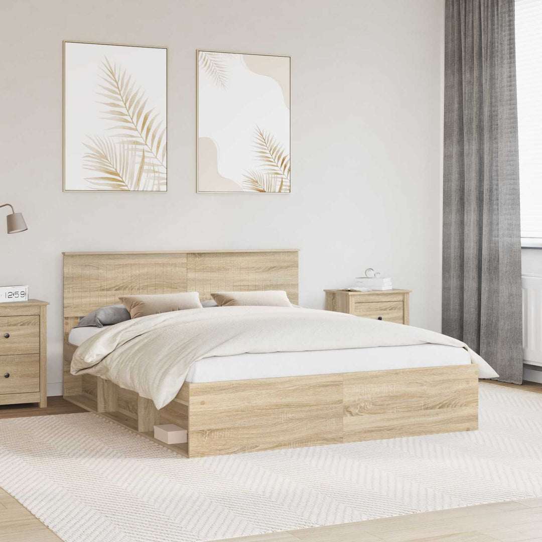 Sengestel med hovedgærde Sonoma 160 x 200 cm Massiv fyrretræ