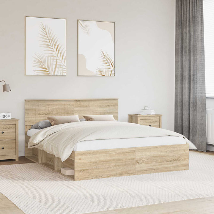 Sengestel med hovedgærde Sonoma 160 x 200 cm Massiv fyrretræ