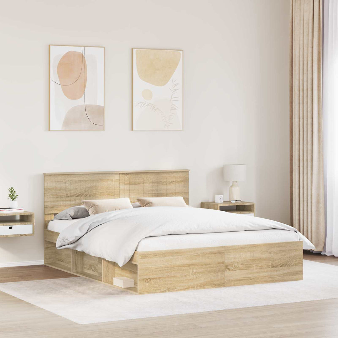 Sengestel med hovedgærde Sonoma 160 x 200 cm Massiv fyrretræ