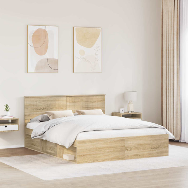 Sengestel med hovedgærde Sonoma 160 x 200 cm Massiv fyrretræ