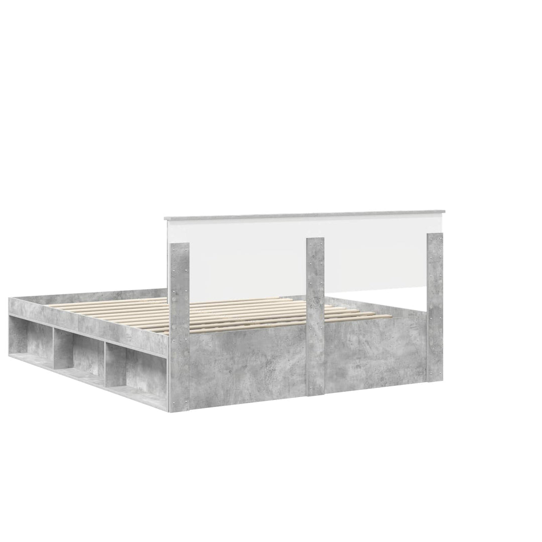 Sengestel med hovedgærde Beton 160 x 200 cm Massiv fyrretræ