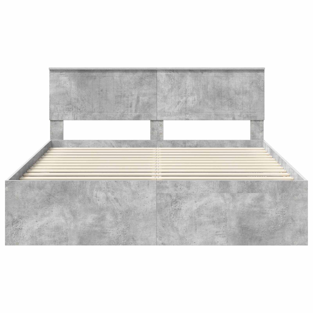 Sengestel med hovedgærde Beton 160 x 200 cm Massiv fyrretræ