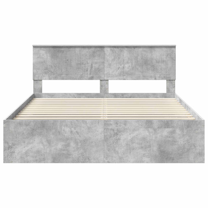 Sengestel med hovedgærde Beton 160 x 200 cm Massiv fyrretræ