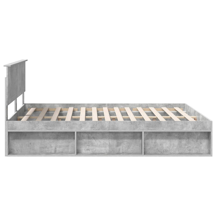 Sengestel med hovedgærde Beton 160 x 200 cm Massiv fyrretræ