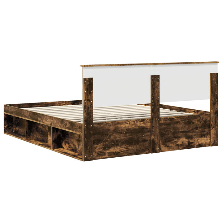 Sengestel med hovedgærde Røget eg 160 x 200 cm Massiv fyrretræ