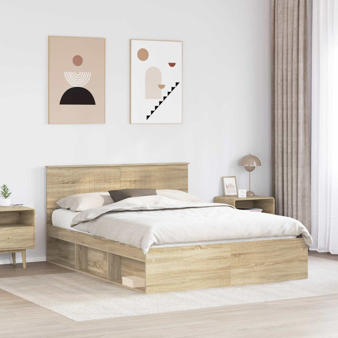 Sengestel med hovedgærde Sonoma eg 150 x 200 cm Massiv fyrretræ