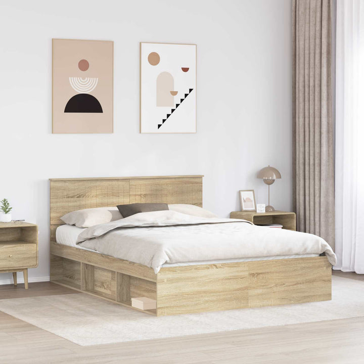 Sengestel med hovedgærde Sonoma eg 150 x 200 cm Massiv fyrretræ