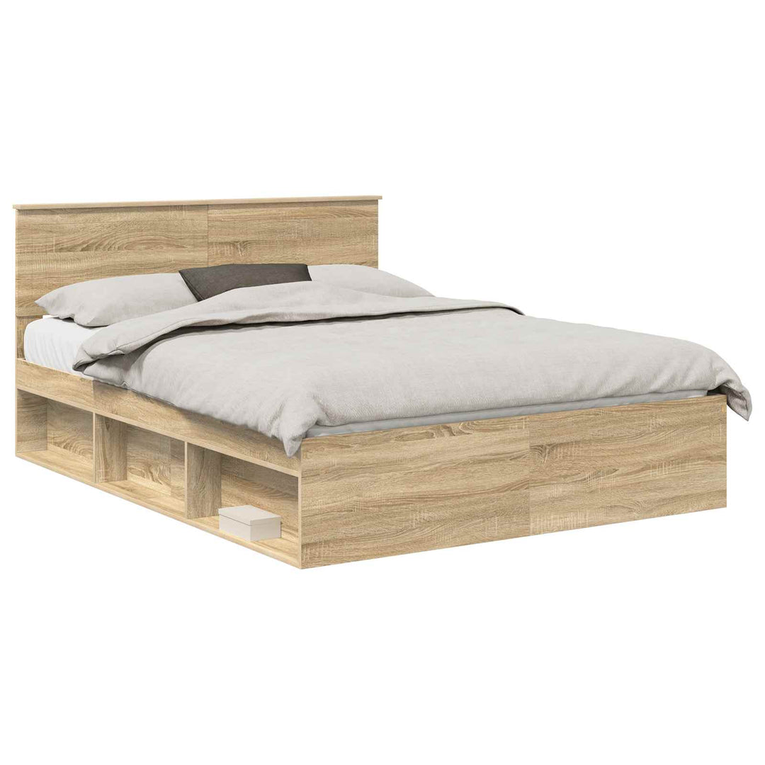Sengestel med hovedgærde Sonoma eg 150 x 200 cm Massiv fyrretræ