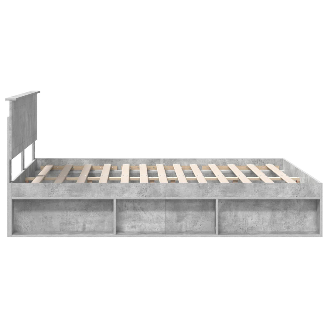 Sengestel med hovedgærde Beton Grå 150 x 200 cm Massiv fyrretræ