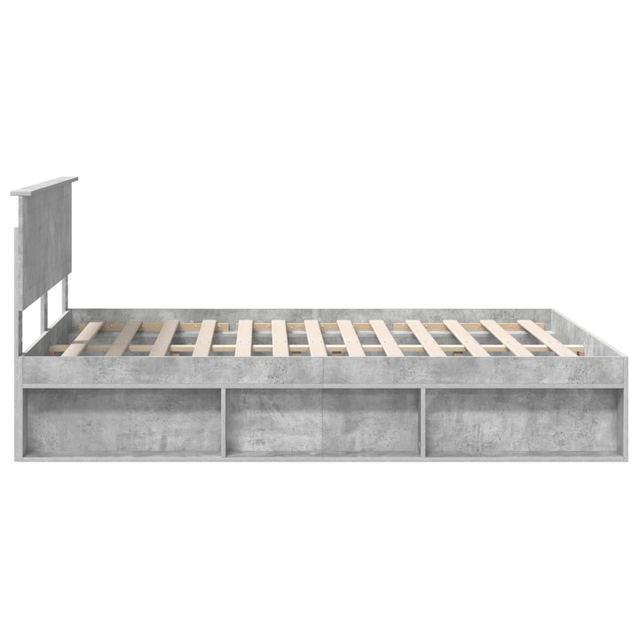 Sengestel med hovedgærde Beton Grå 150 x 200 cm Massiv fyrretræ