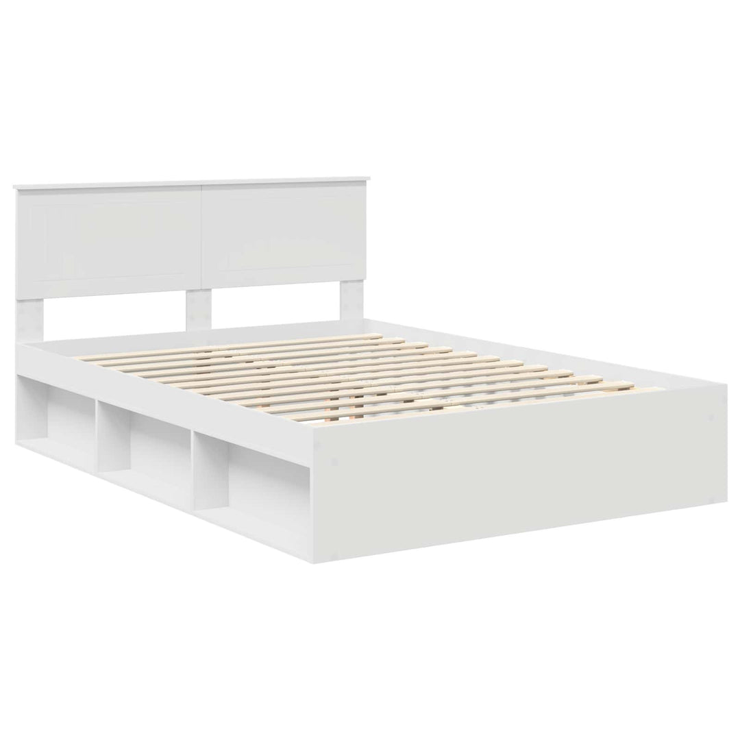 Sengestel med hovedgærde Hvid 140 x 200 cm Massiv fyrretræ