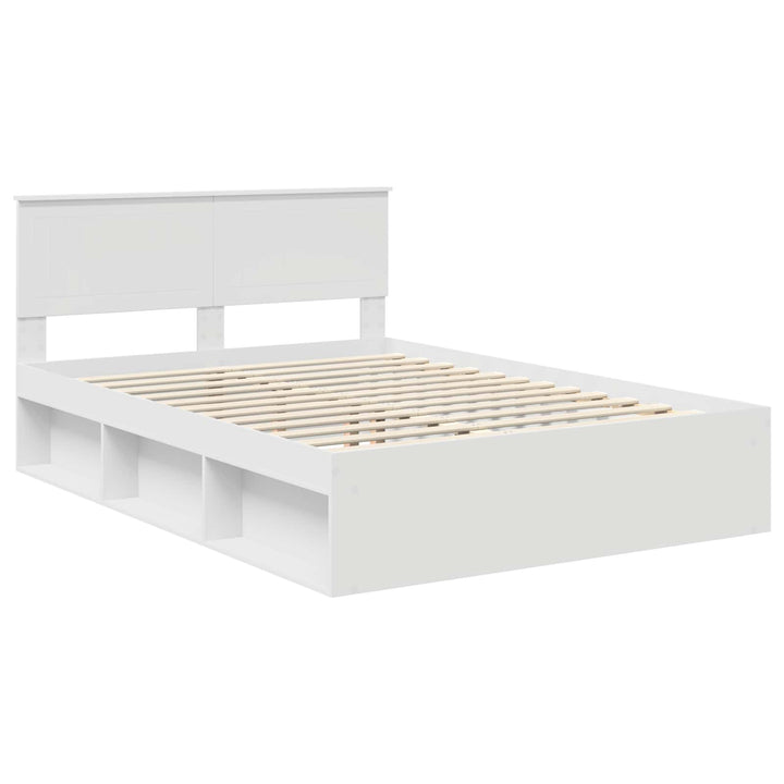 Sengestel med hovedgærde Hvid 140 x 200 cm Massiv fyrretræ