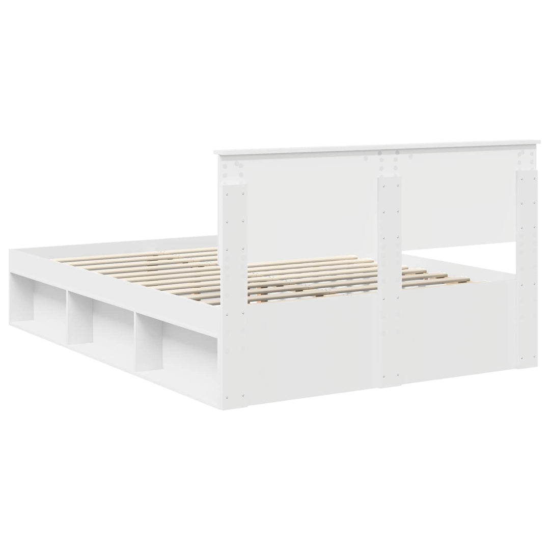 Sengestel med hovedgærde Hvid 140 x 200 cm Massiv fyrretræ
