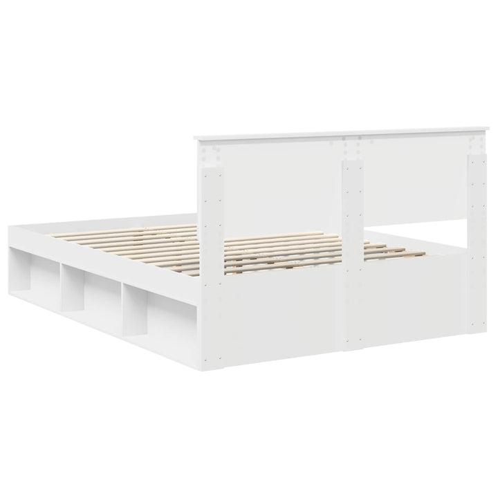 Sengestel med hovedgærde Hvid 140 x 200 cm Massiv fyrretræ
