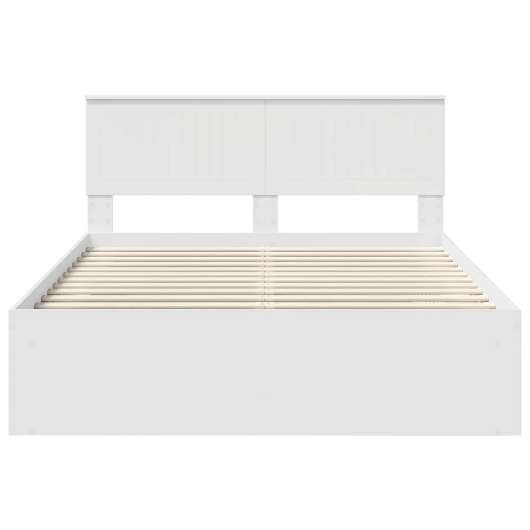 Sengestel med hovedgærde Hvid 140 x 200 cm Massiv fyrretræ