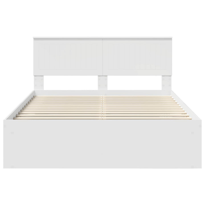 Sengestel med hovedgærde Hvid 140 x 200 cm Massiv fyrretræ
