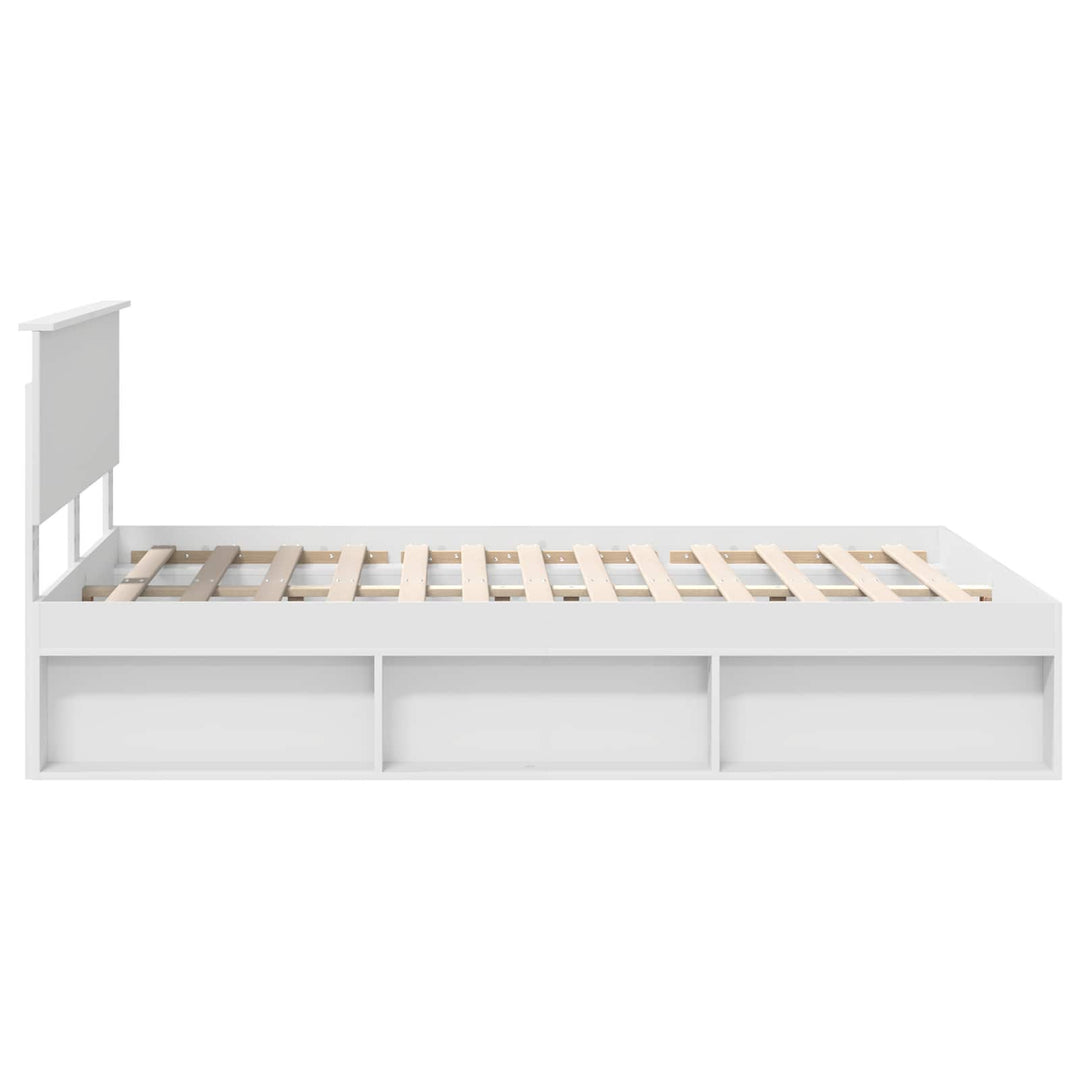 Sengestel med hovedgærde Hvid 140 x 200 cm Massiv fyrretræ
