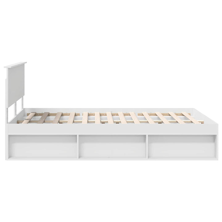 Sengestel med hovedgærde Hvid 140 x 200 cm Massiv fyrretræ