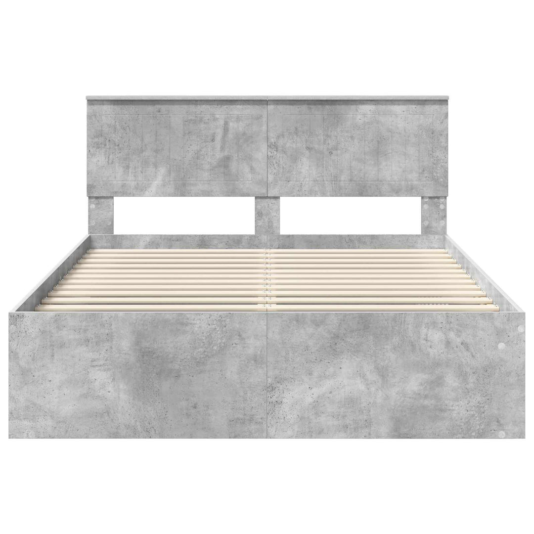 Sengestel med hovedgærde Beton 140 x 200 cm Massiv fyrretræ