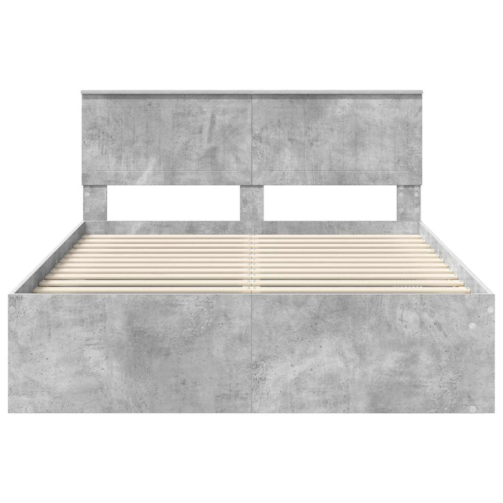 Sengestel med hovedgærde Beton 140 x 200 cm Massiv fyrretræ