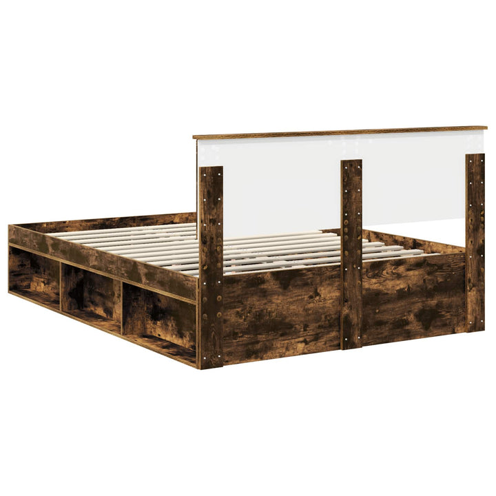 Sengestel med hovedgærde Røget eg 140 x 200 cm Massiv fyrretræ