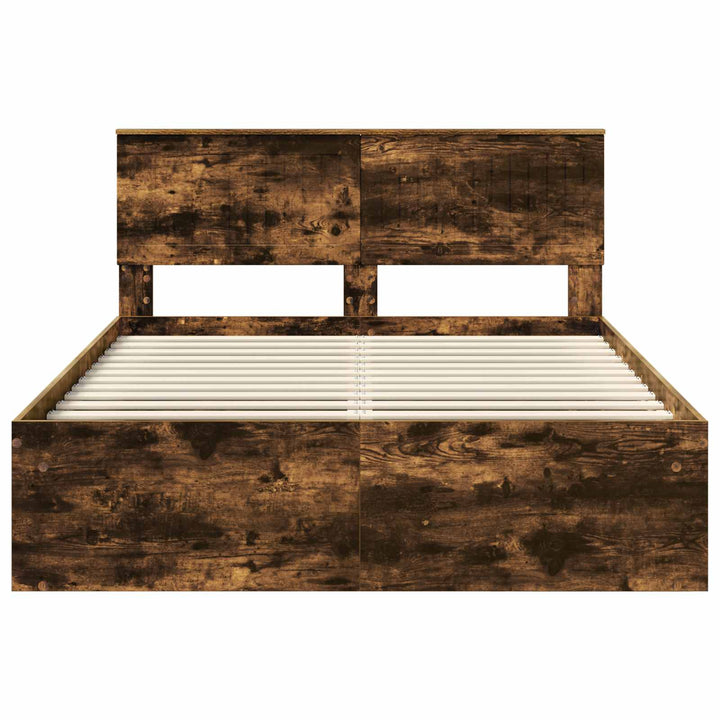 Sengestel med hovedgærde Røget eg 140 x 200 cm Massiv fyrretræ