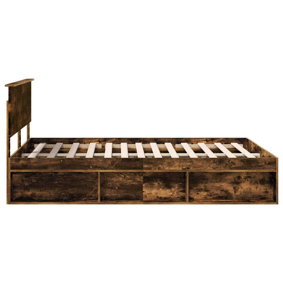 Sengestel med hovedgærde Røget eg 140 x 200 cm Massiv fyrretræ
