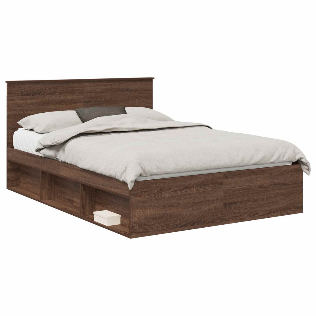 Sengestel med hovedgærde Brun eg 140 x 200 cm Massiv fyrretræ