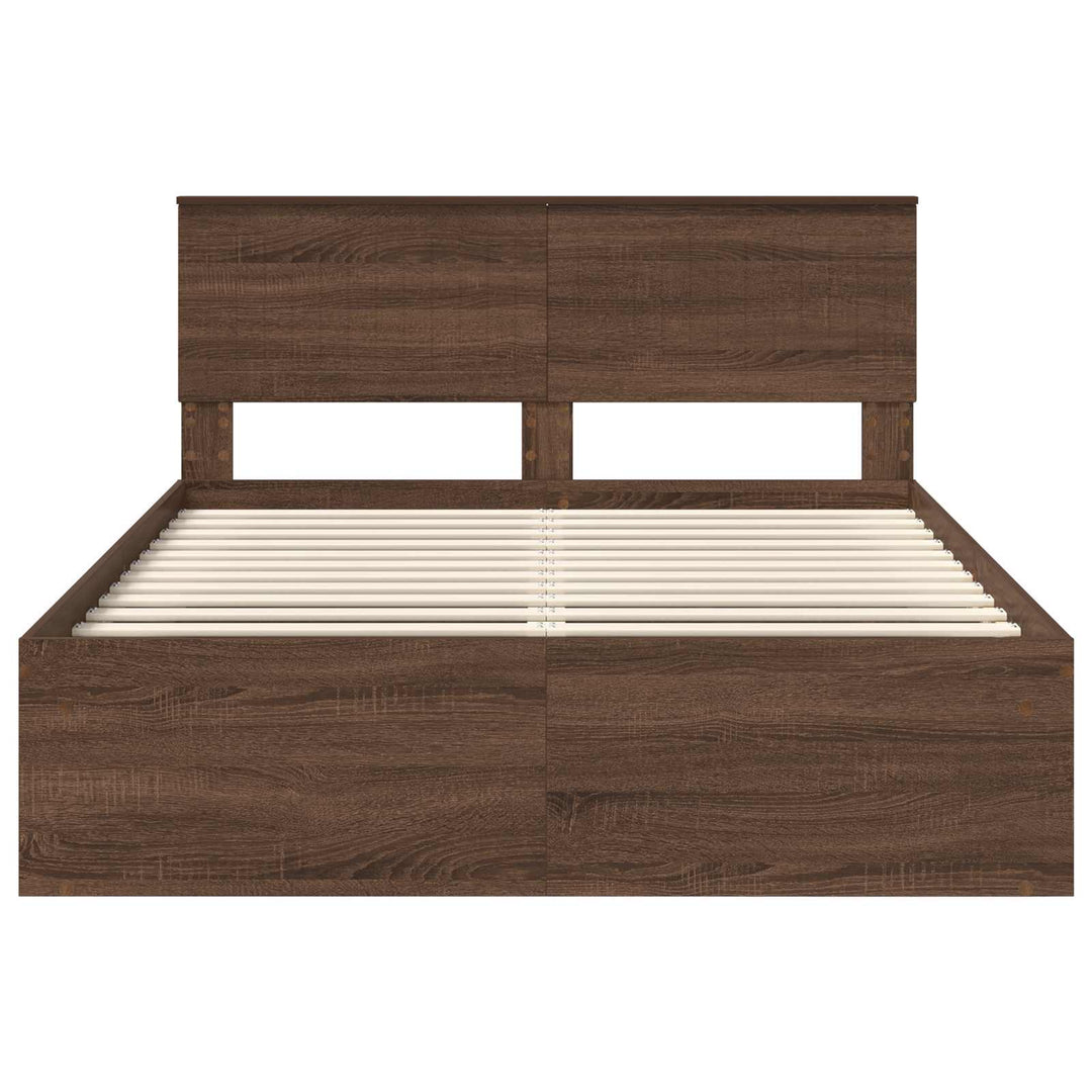Sengestel med hovedgærde Brun eg 140 x 200 cm Massiv fyrretræ