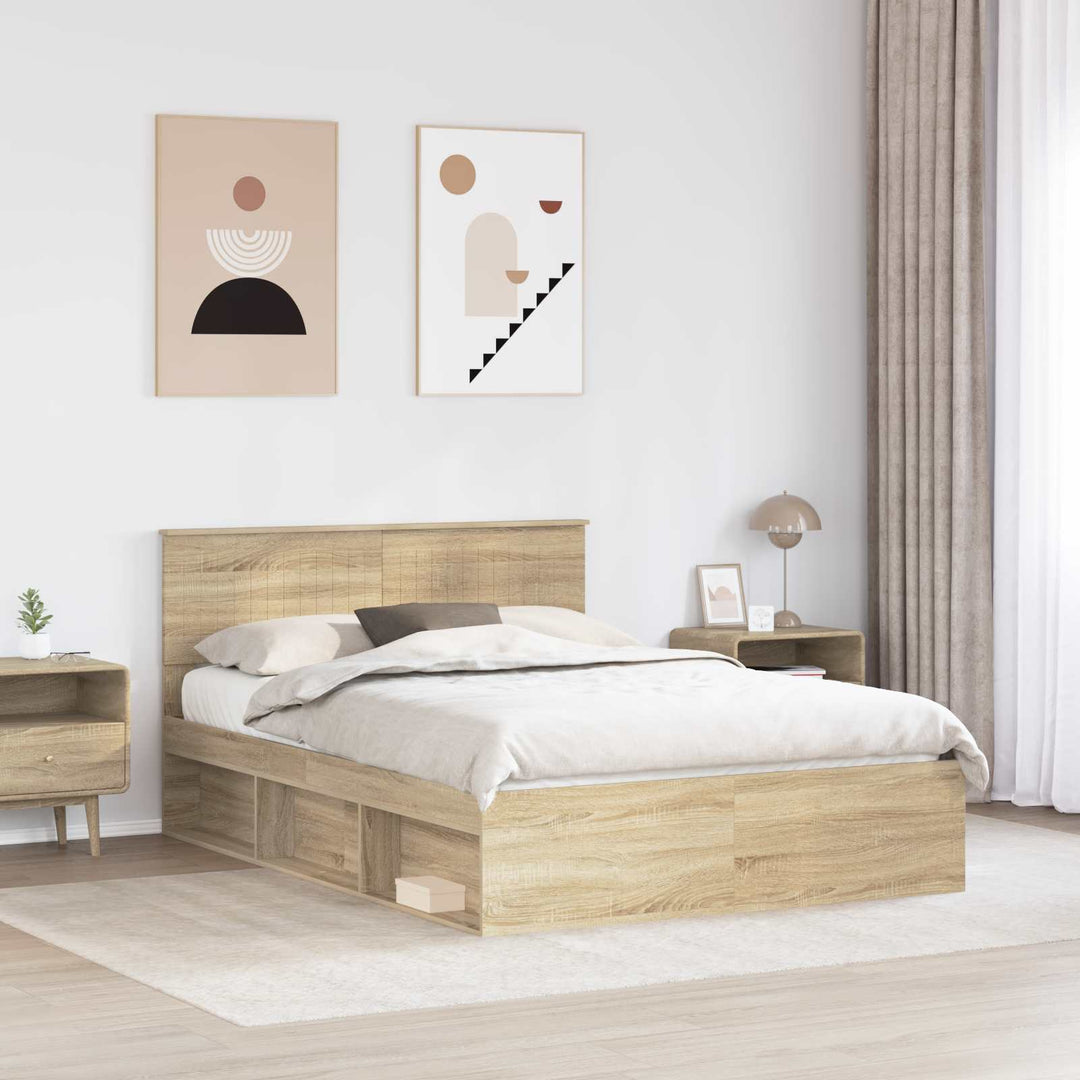 Sengestel med hovedgærde Sonoma 140 x 190 cm Massiv fyrretræ