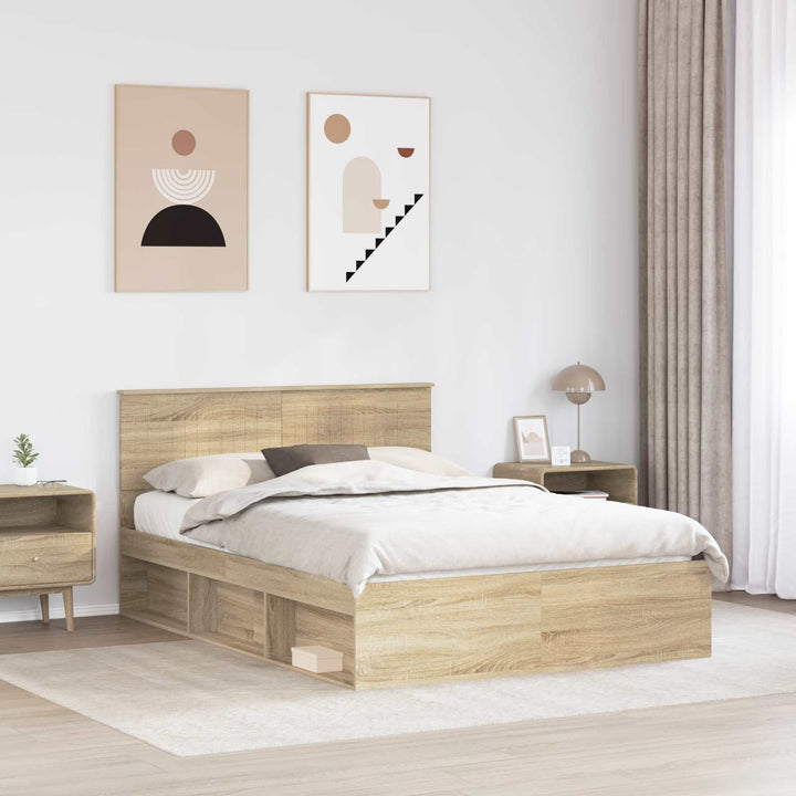 Sengestel med hovedgærde Sonoma 140 x 190 cm Massiv fyrretræ