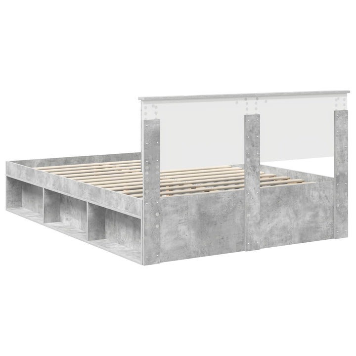 Sengestel med hovedgærde Beton Grå 135 x 190 cm Massiv fyrretræ