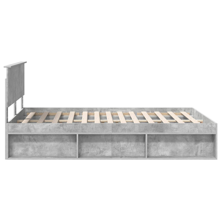 Sengestel med hovedgærde Beton Grå 135 x 190 cm Massiv fyrretræ